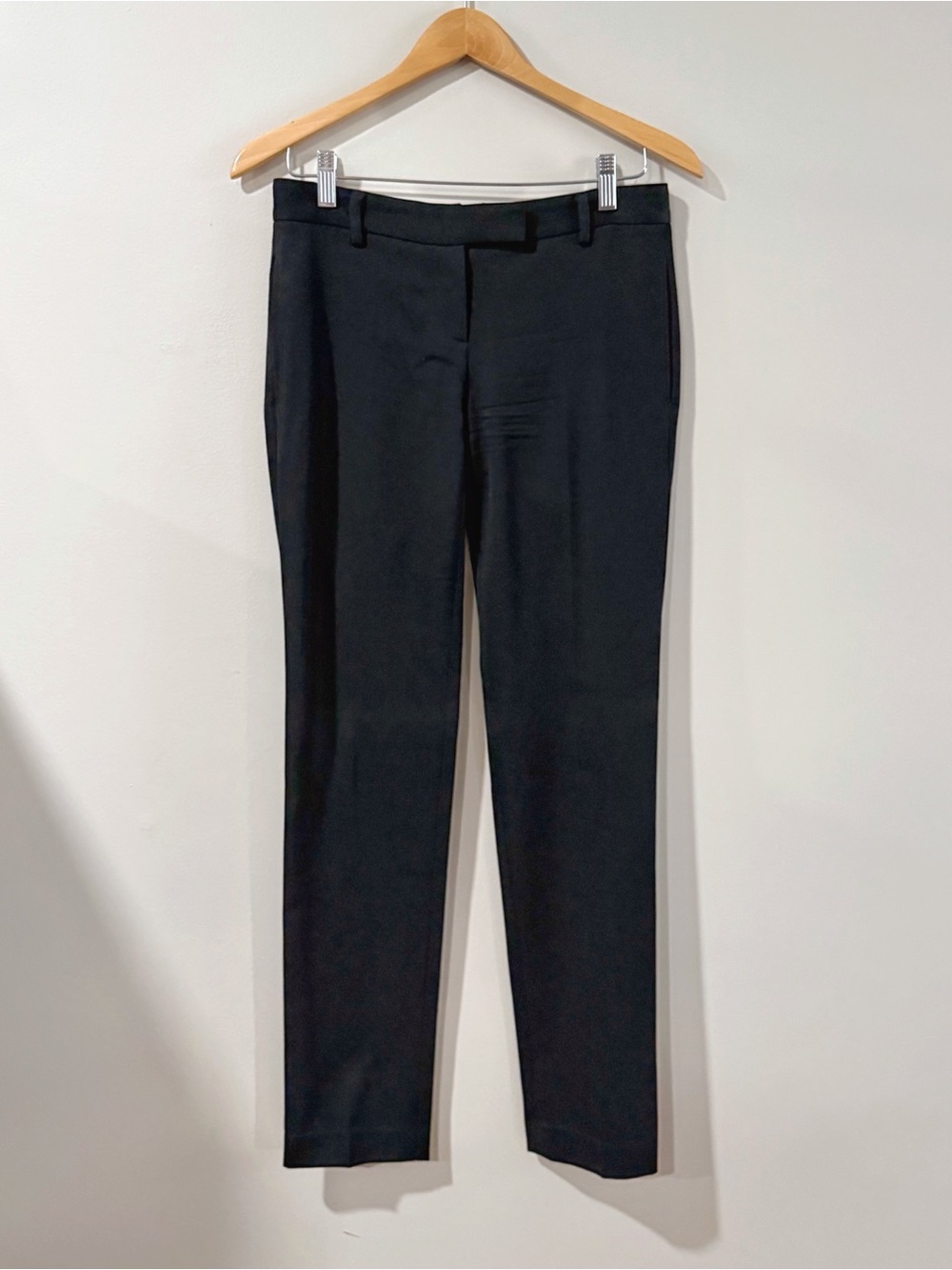Theory Women 2 Black Wool Structured Tailored Trousers Quiet Luxury Office